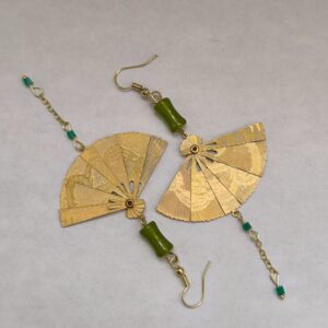 Aretes Abanico piedra jade