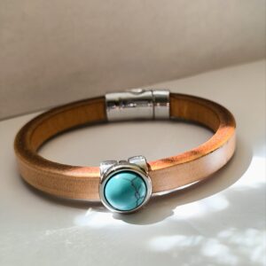 Brazalete de cuero con piedra Turquesa