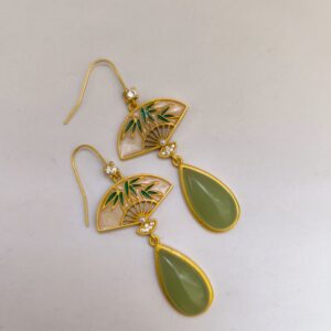 Aretes Abanico piedra Jade